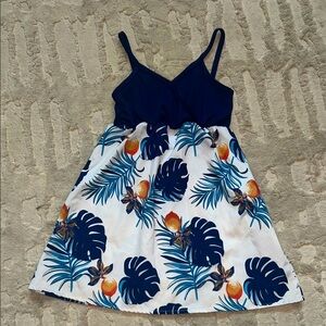 SHEIN Tropical Print Dress with Navy Top size 120 (6-7) family matching set